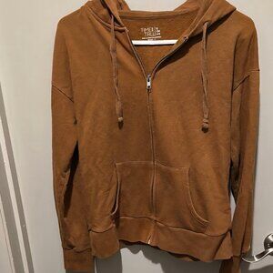 XL Brown Cotton Time & Tru Hoodie Sweatshirt zip up